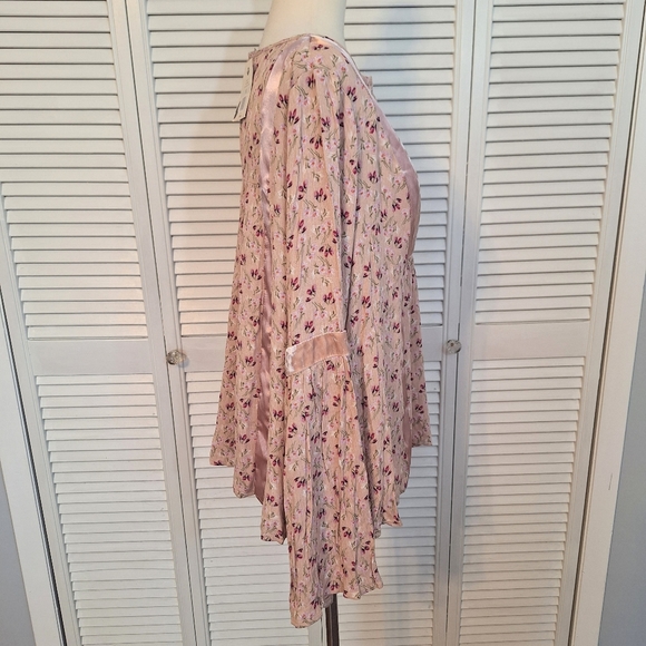 Wonderly pink floral velvet satin boho top 1X NWT *M1 - Picture 5 of 7